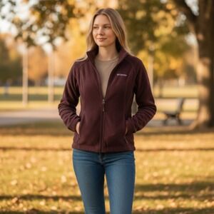 Columbia Women's Fleece Jacket Burgundy Full Zip Size Small